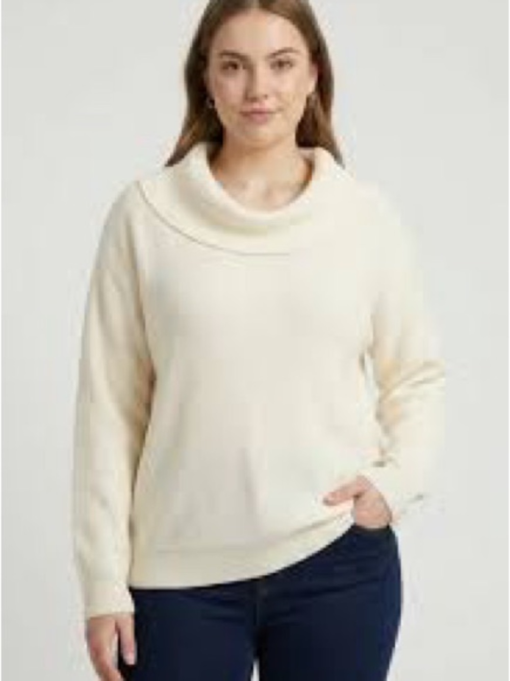 Lord & Taylor Cream cashmere Funnel Neck Sweater